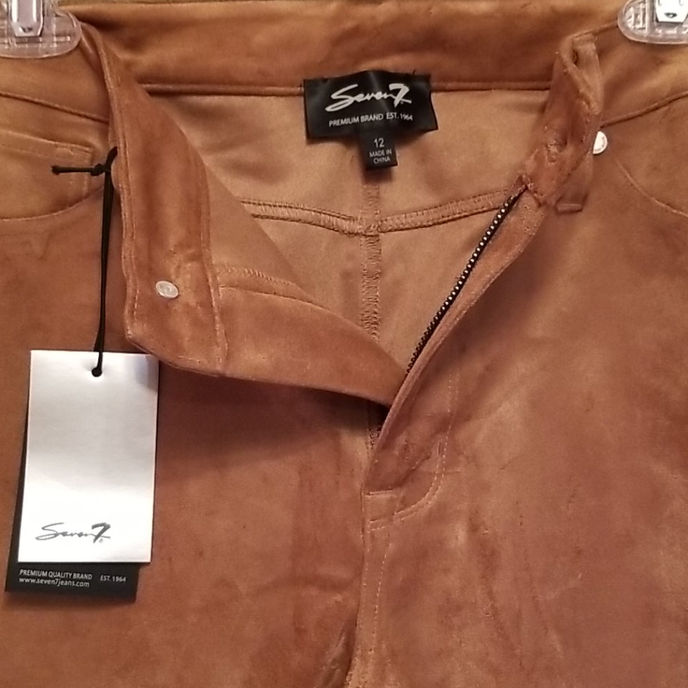 Seven7 tan suede skinny pants - Picture 7 of 8